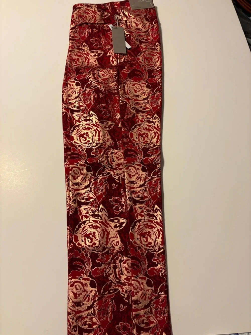 Soft Surroundings Red/Gold/Cream Floral Serrano Ponte Pants L - Picture 3 of 6